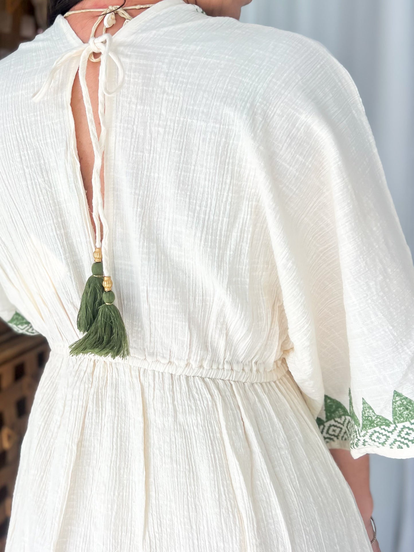 Green Palm Gauze Dress