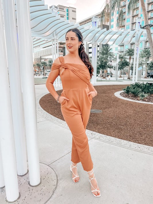 Brick One Shoulder Jumpsuit