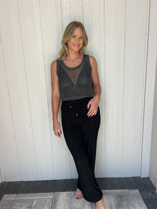 Black Open Knit Tank