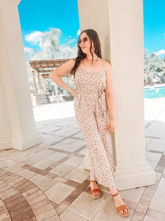 Ivory Animal Print Jumpsuit