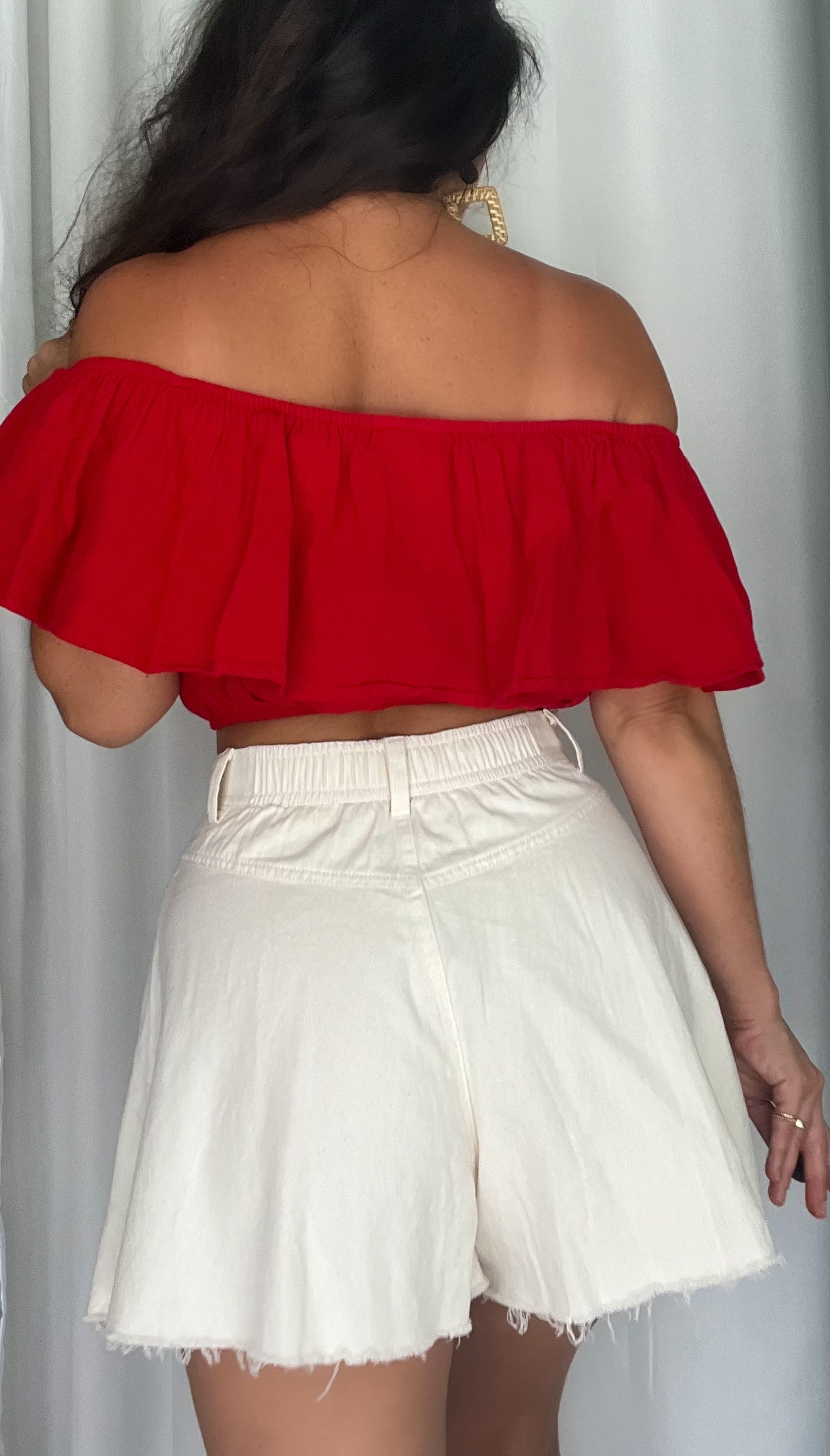 Red Cotton Flounce Top