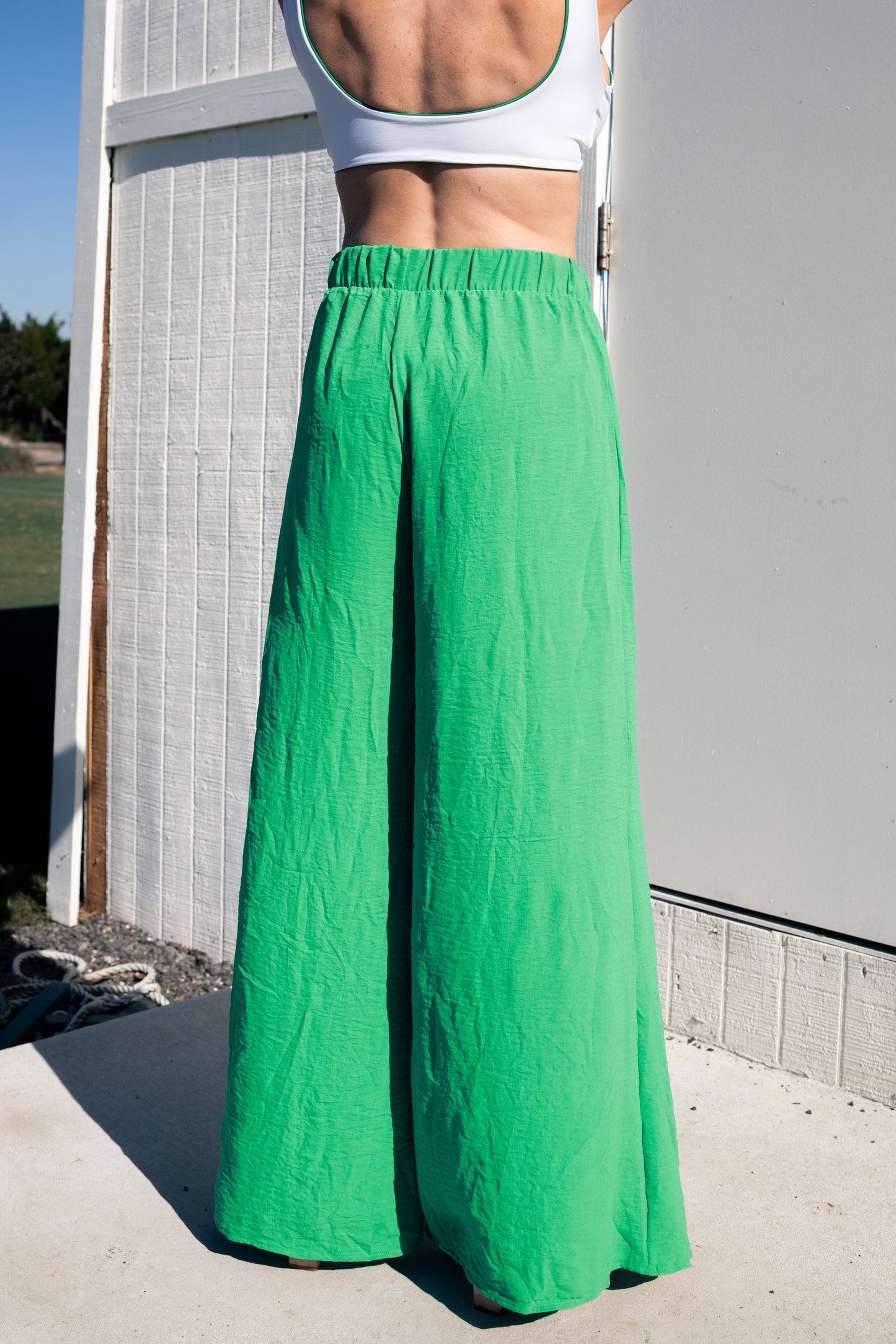 Green Flowy Slit Pants