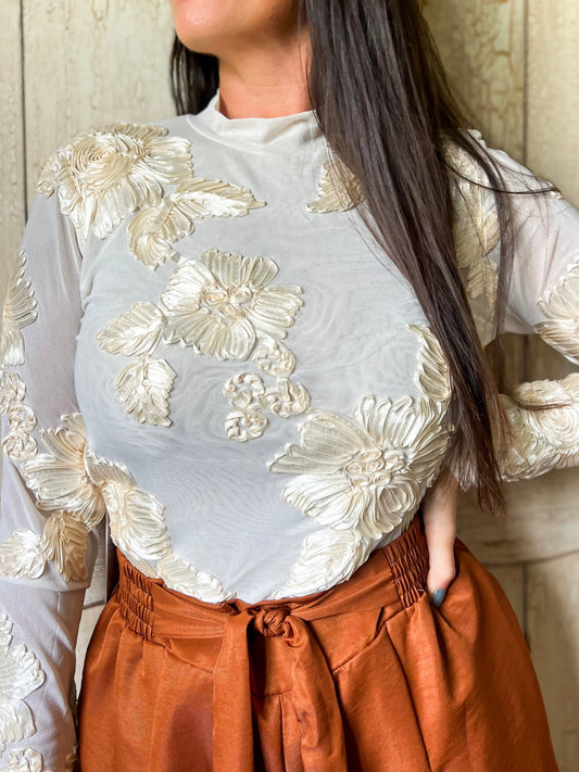 Sheer Ivory Rosette Top