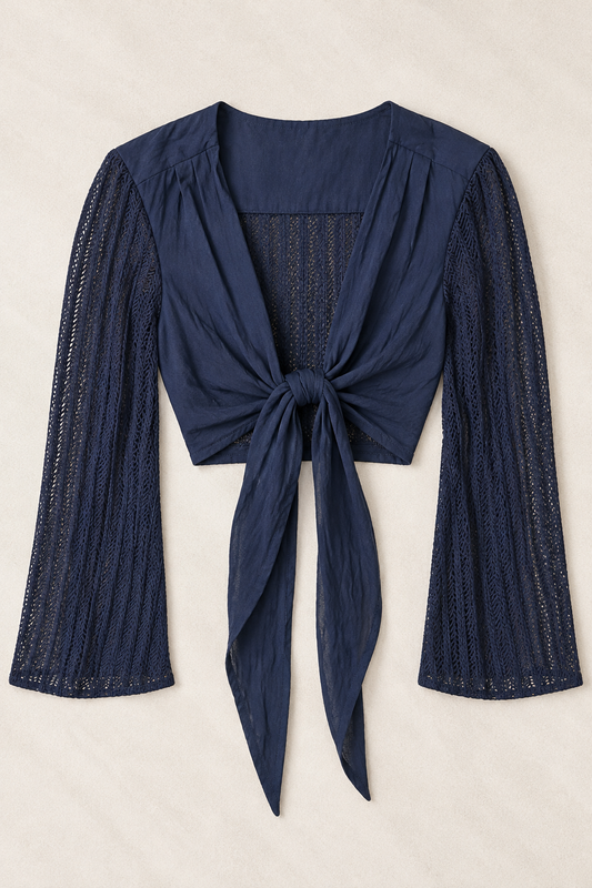 Navy Wrap Top