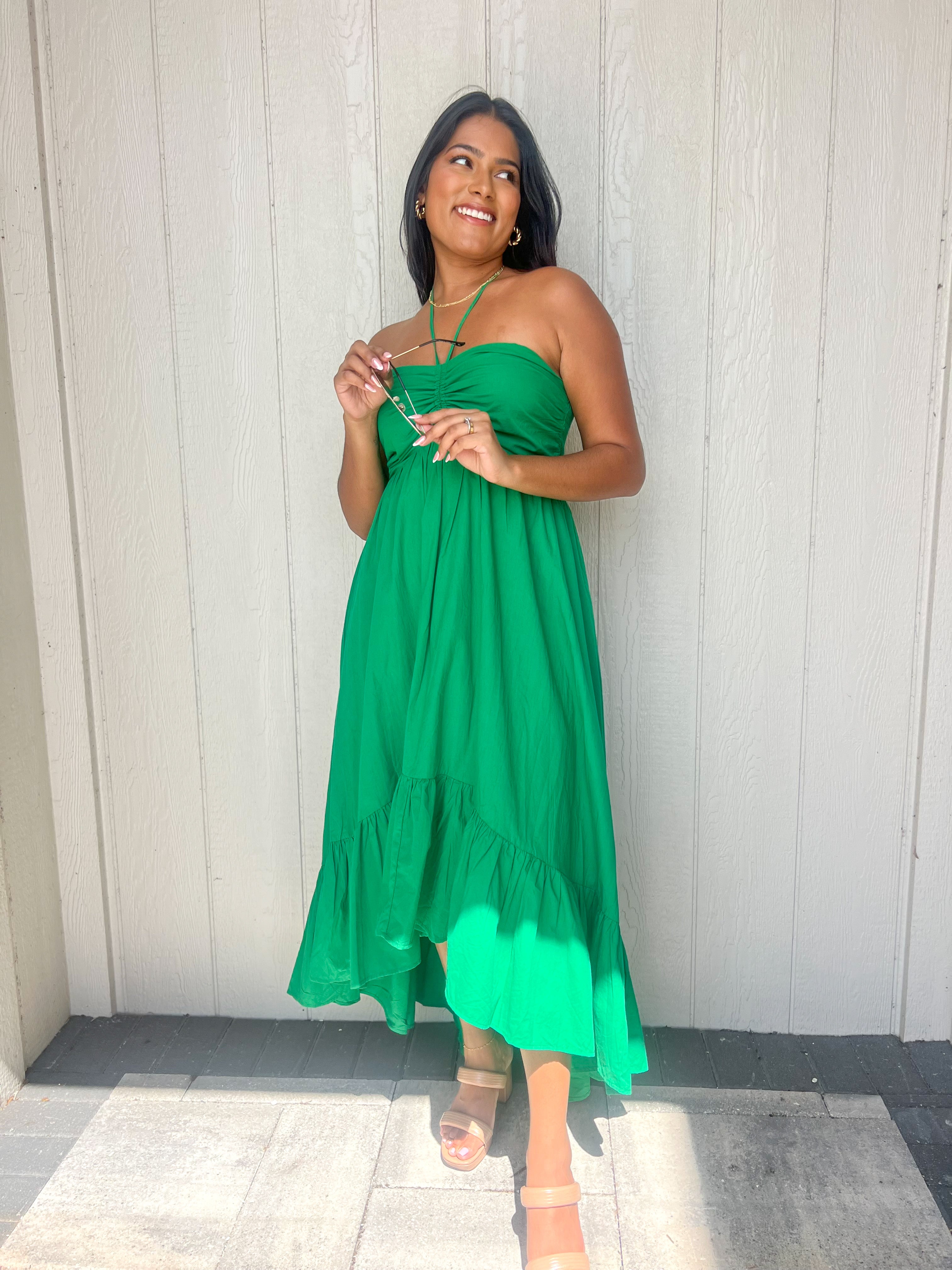 Green High-Low Dress