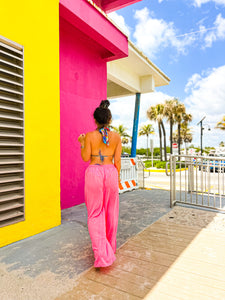 Neon Pink Sheer Beach Pants