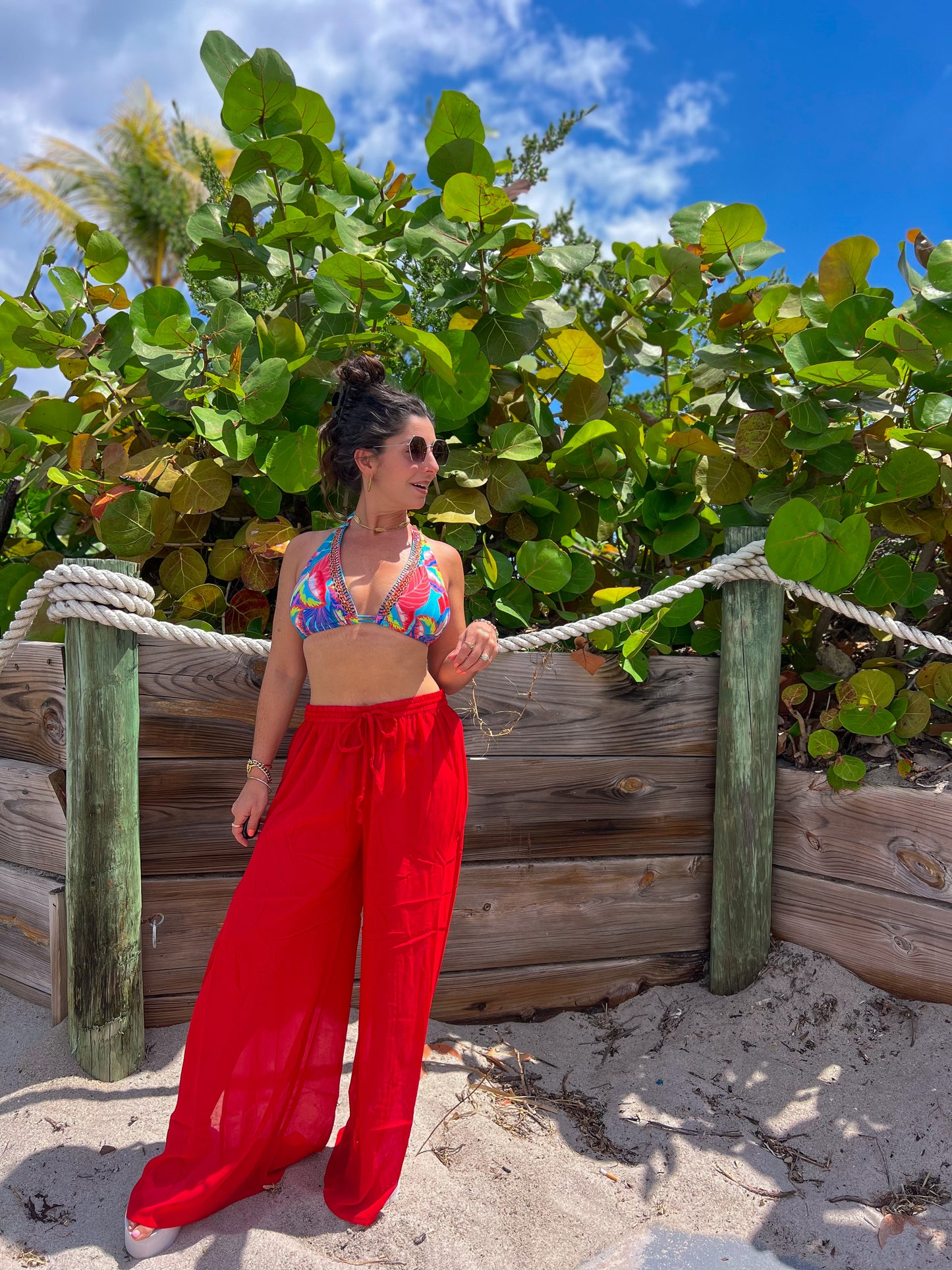 Red Sheer Beach Pants