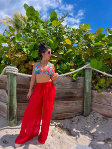 Red Sheer Beach Pants