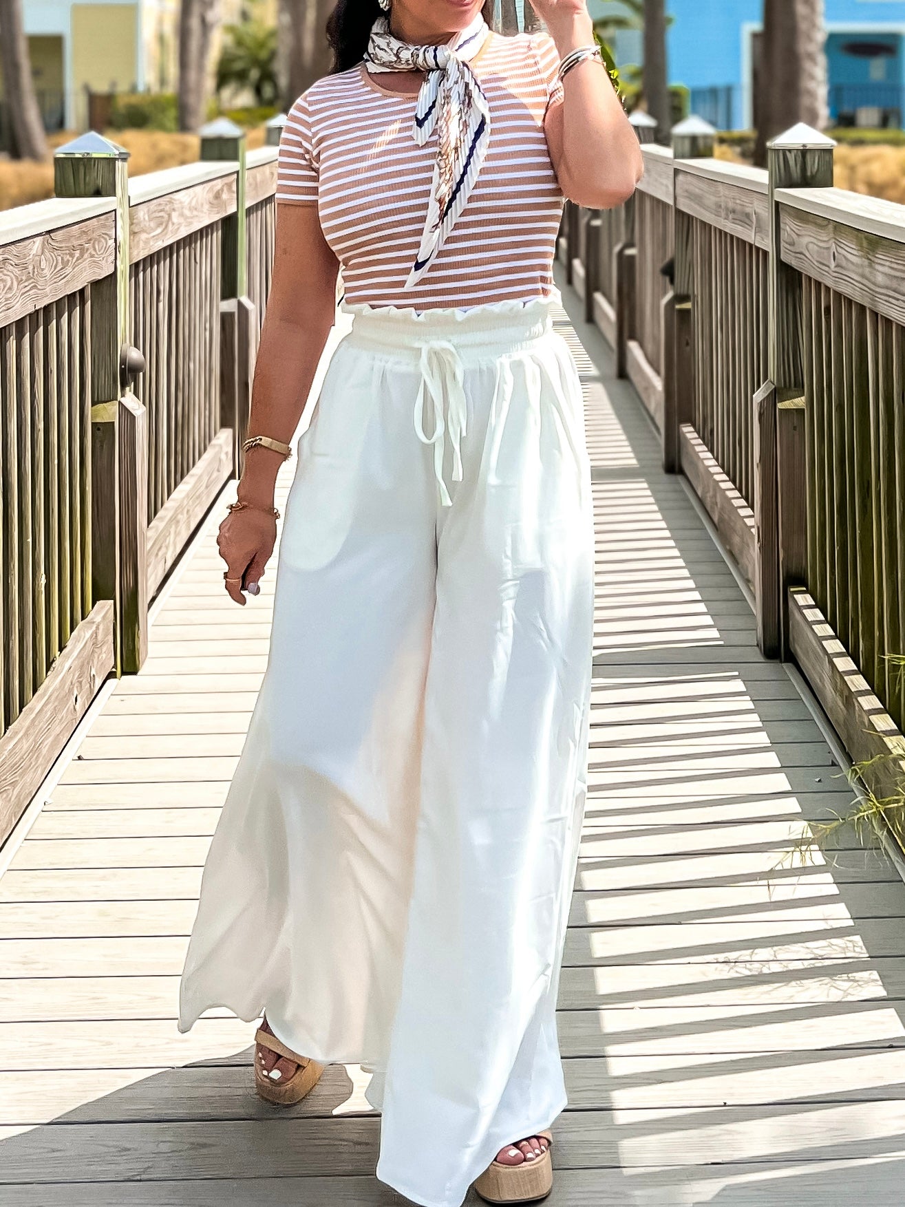 Camel Striped Top