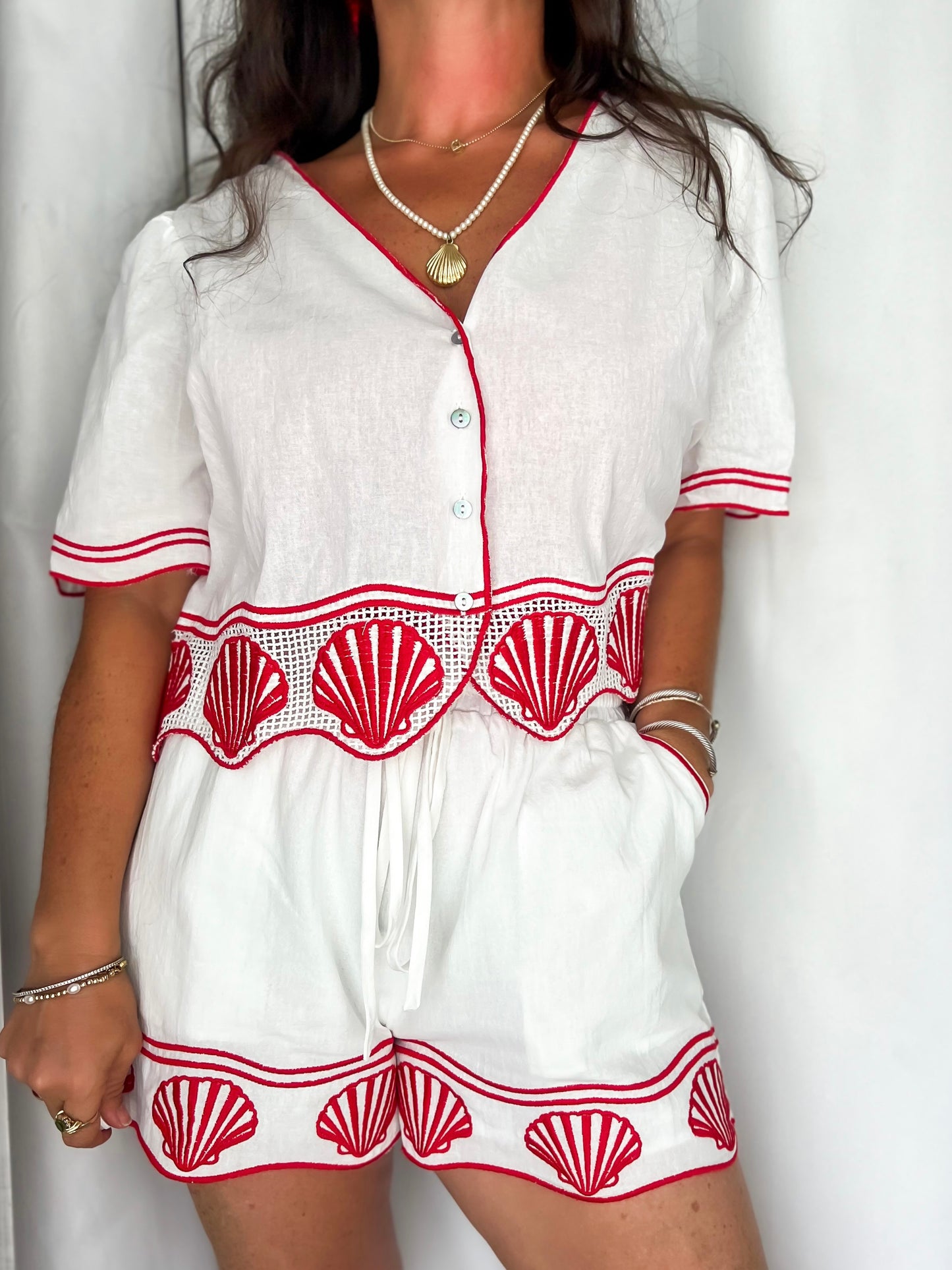 Seashell Scallop Woven Top