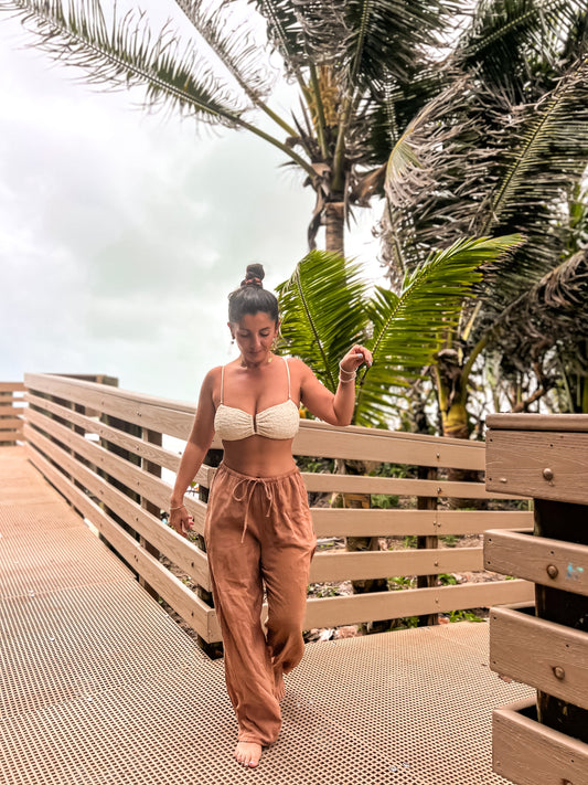 Camel Shelling Ankle Pants