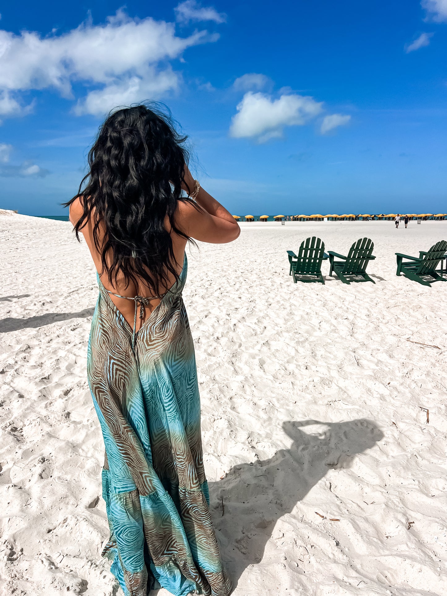 Aqua Brown Low Back Dress