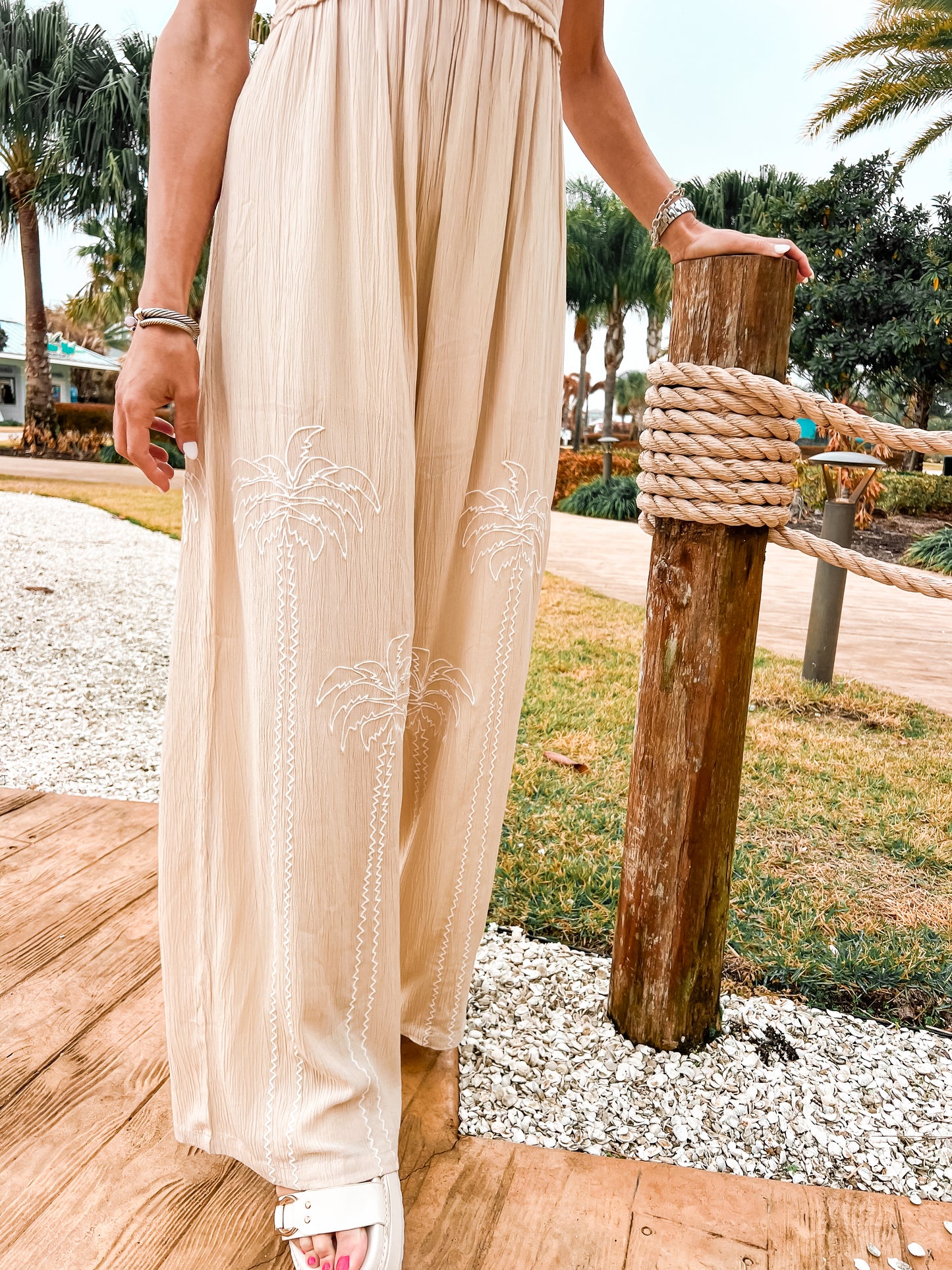 Palm Smocked Jumpsuit