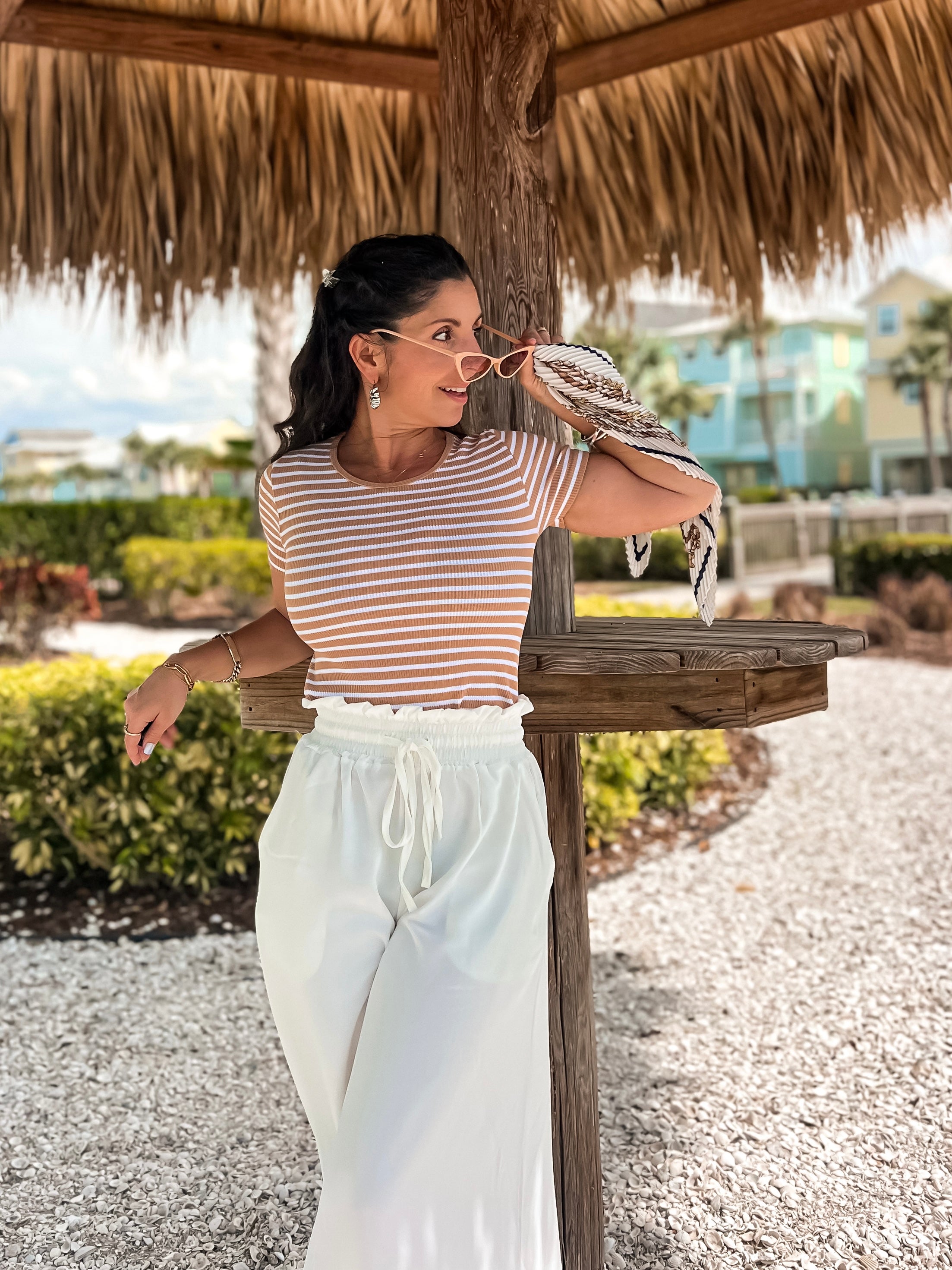 Camel Striped Top