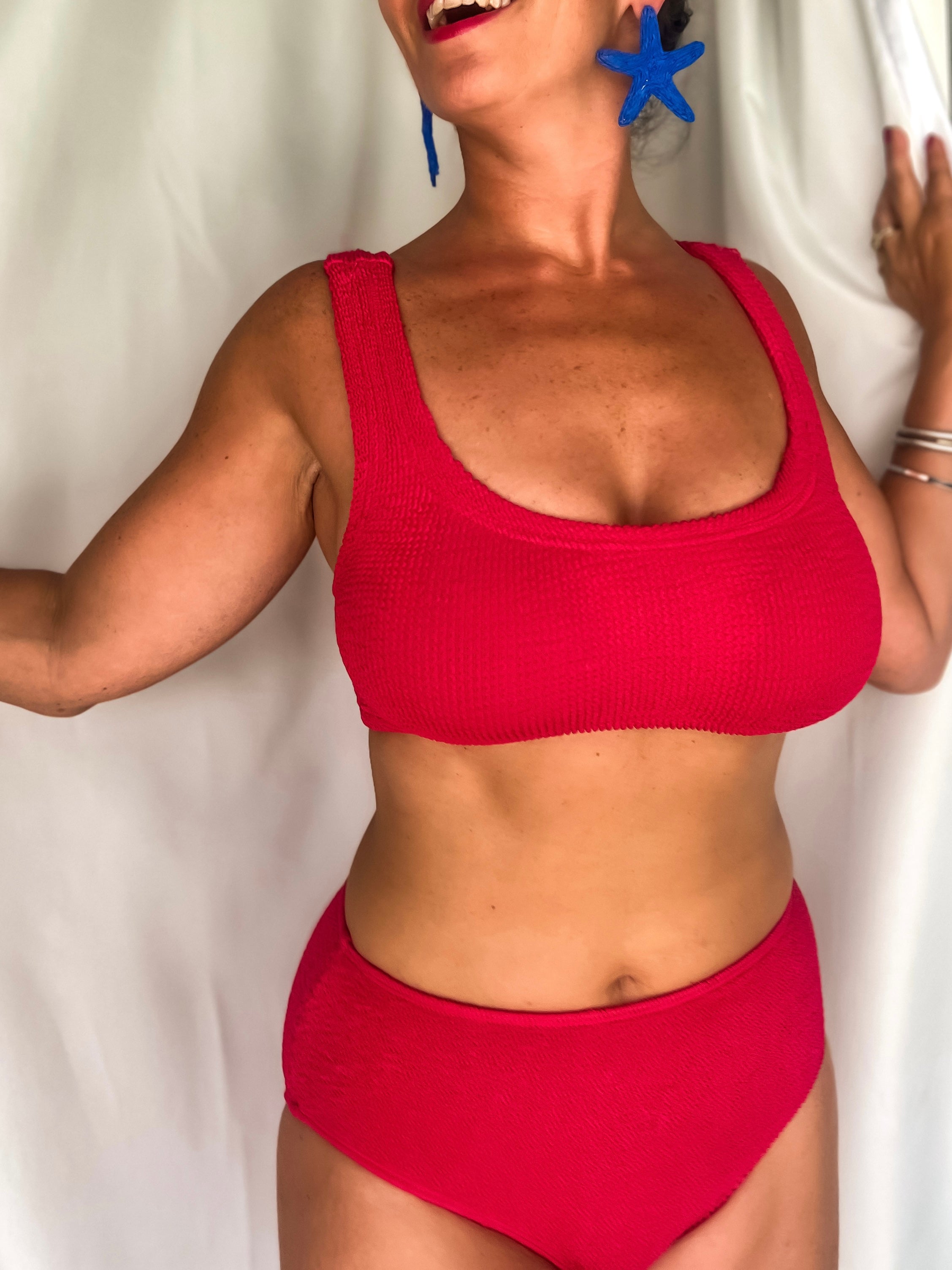 Red Crinkle Bottoms