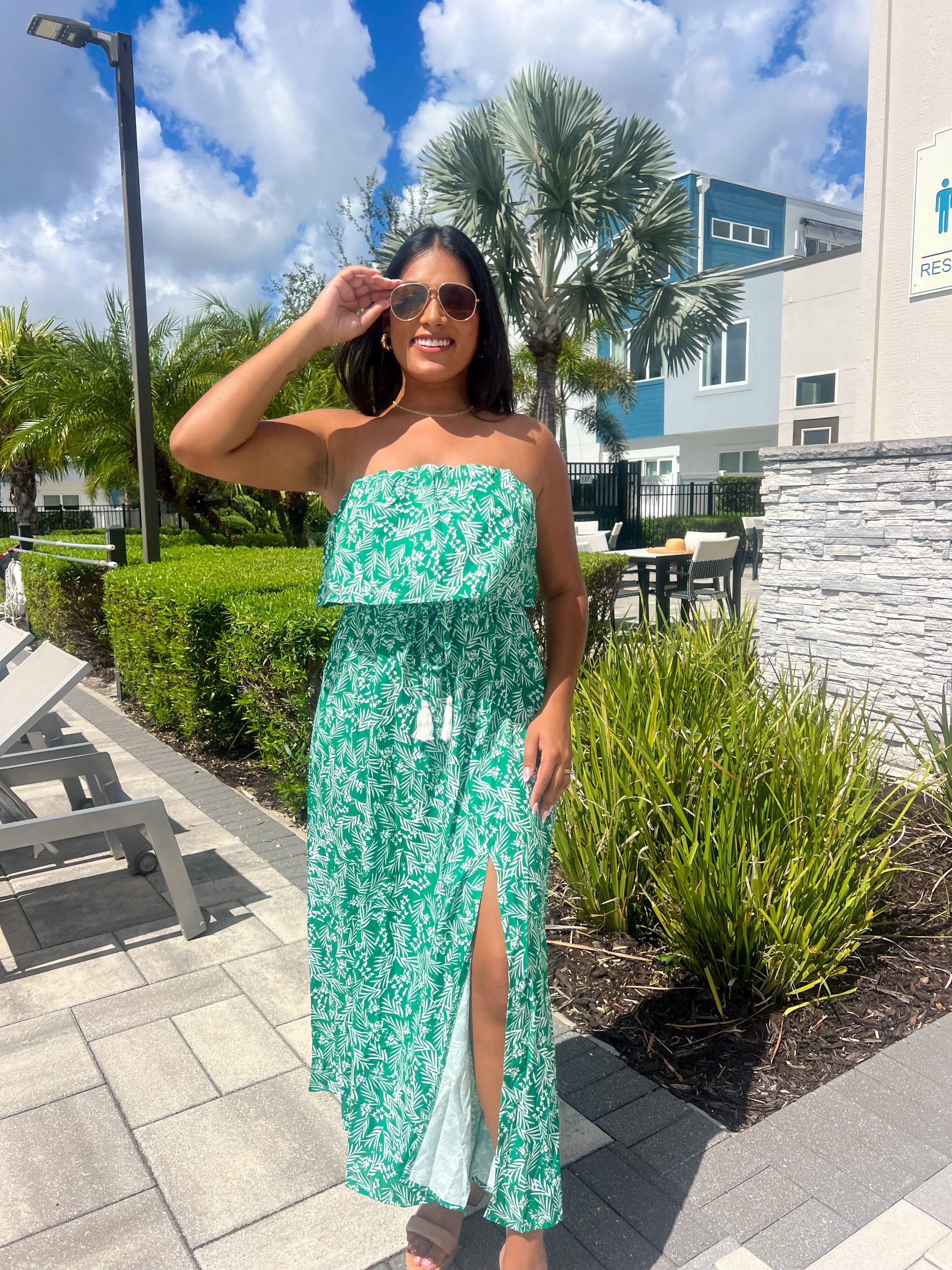 Green Floral Maxi Dress