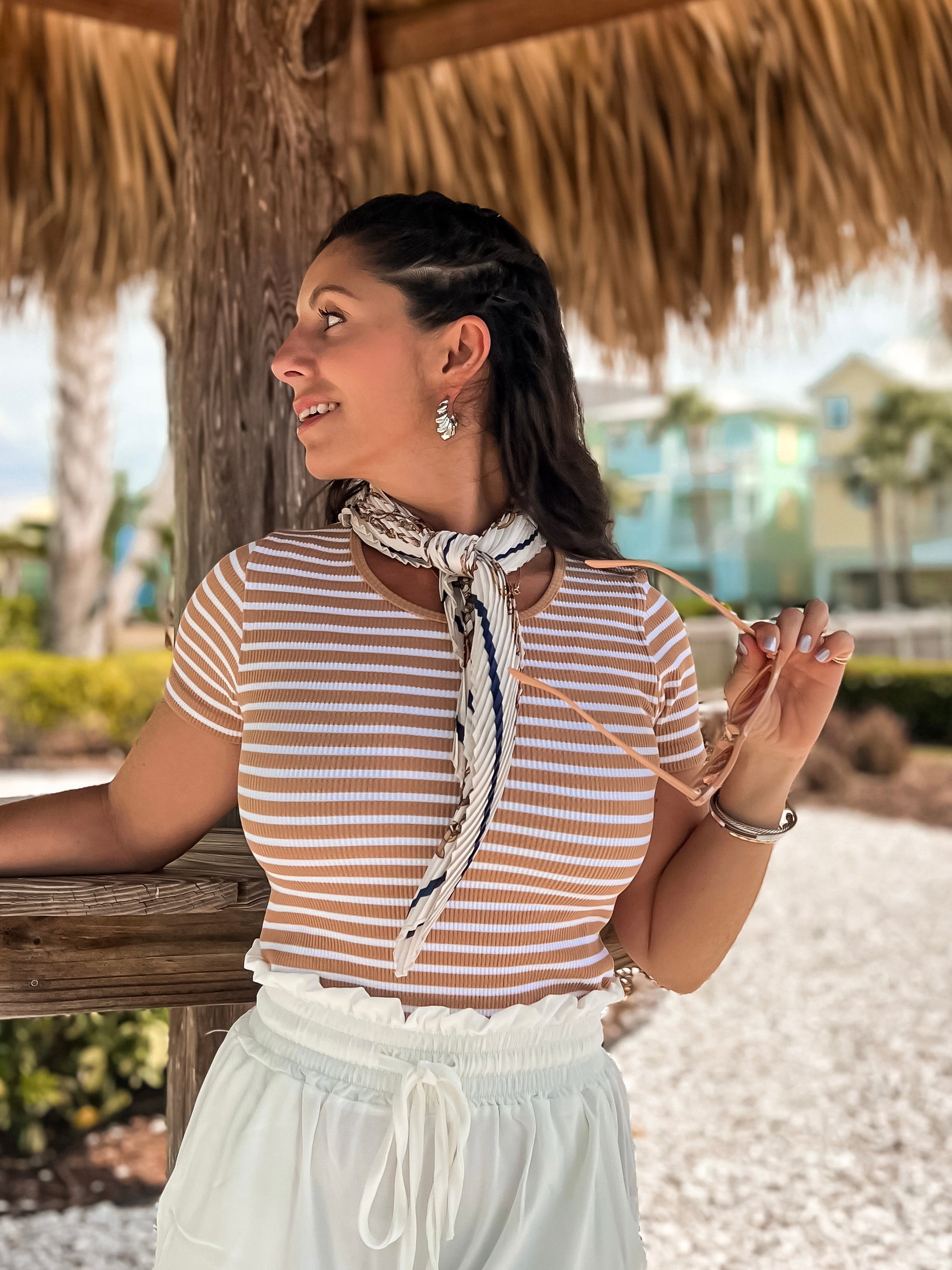 Camel Striped Top