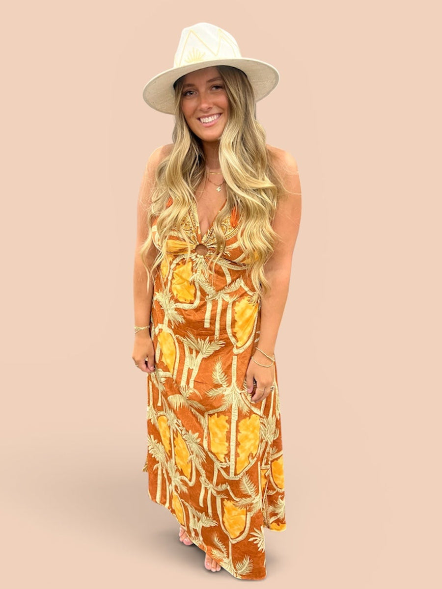 Sunrise Palm Halter Dress (Copy)