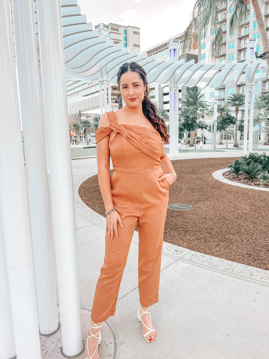 Brick One Shoulder Jumpsuit
