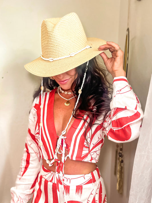 Beach Hat w/ Shell Strap
