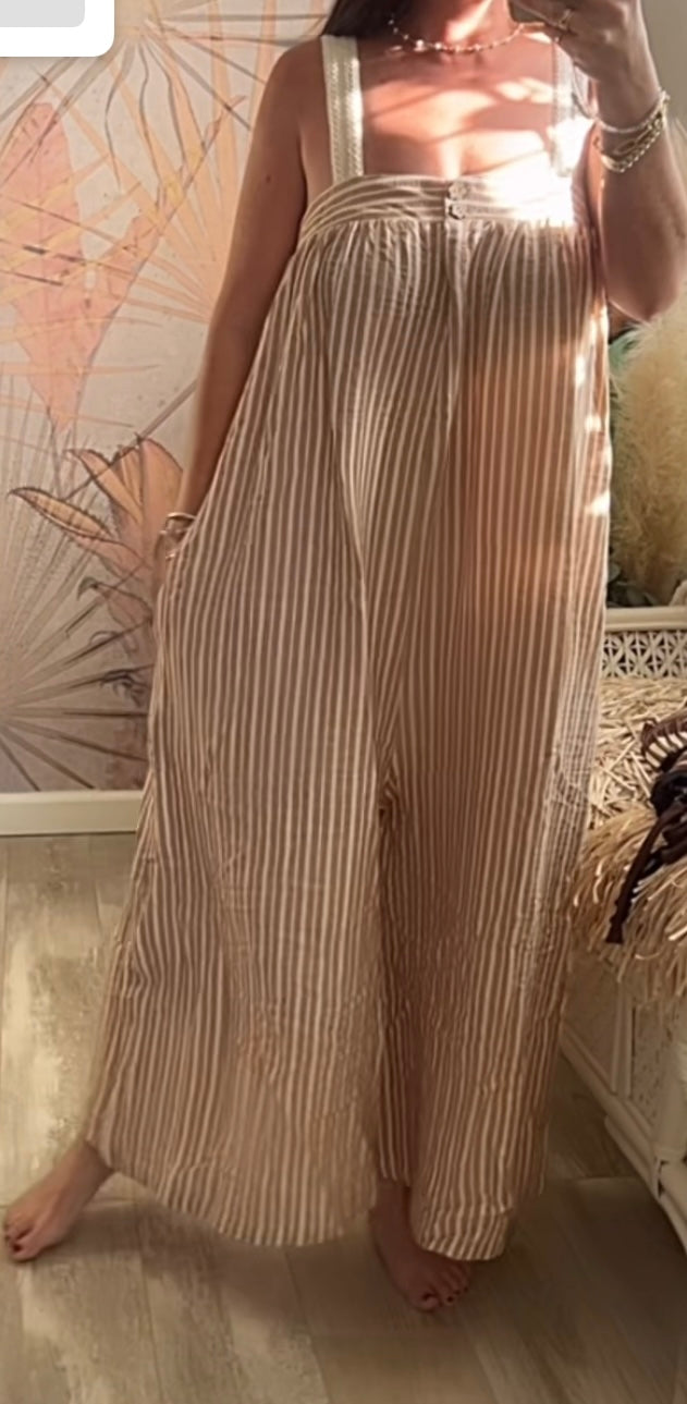 Striped Gauze Jumpsuit