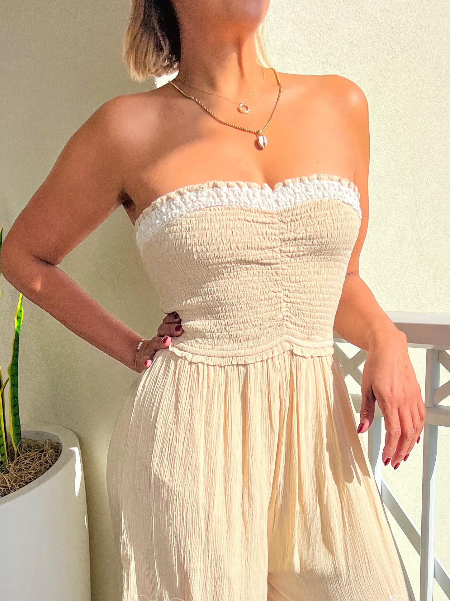 Palm Smocked Jumpsuit