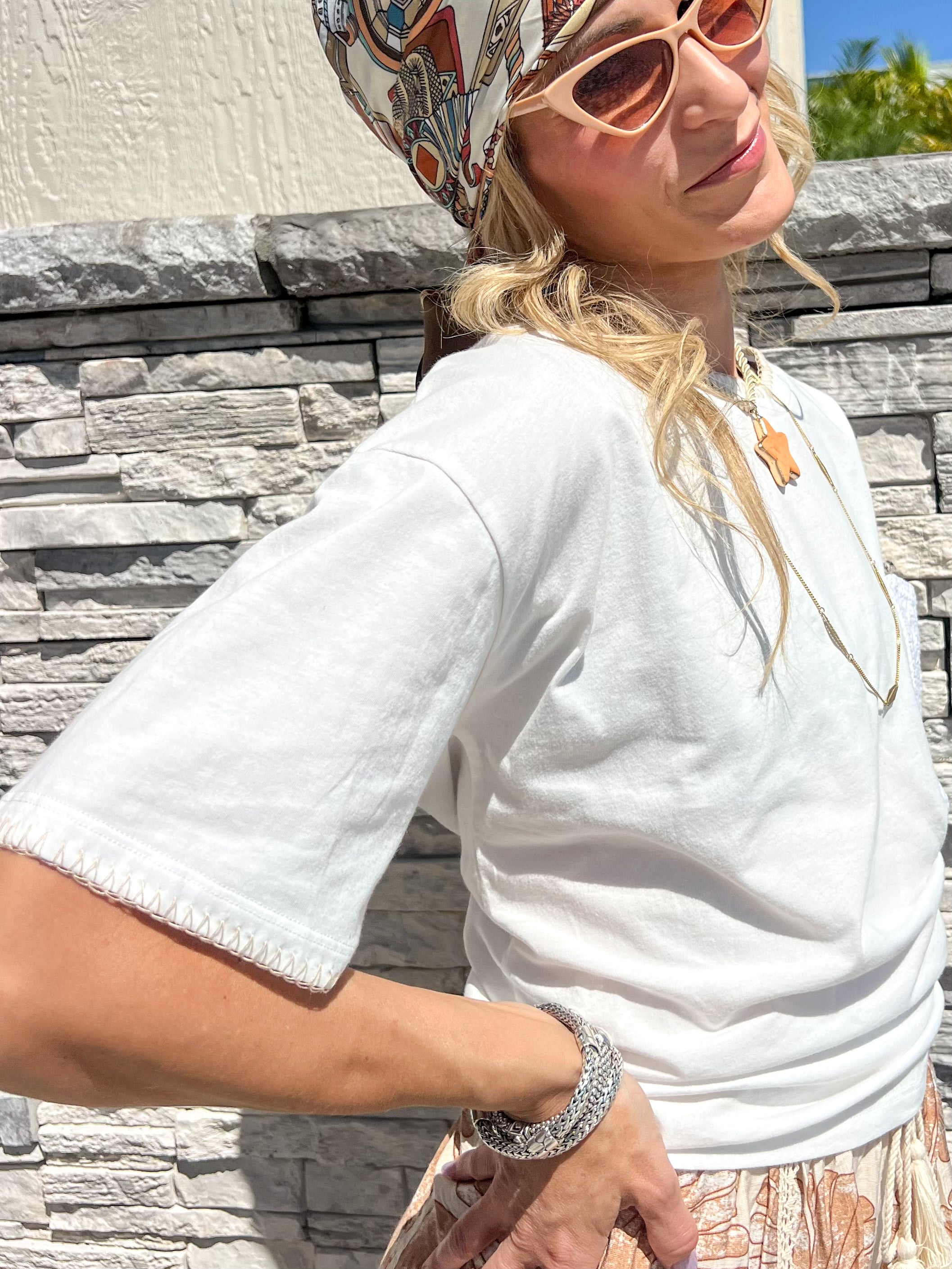 Boho White Tee