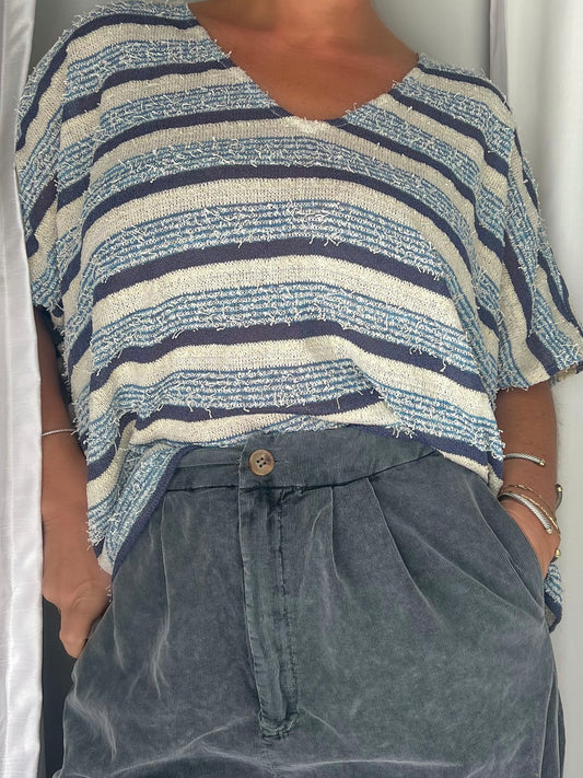 Beachy Blues Striped Top