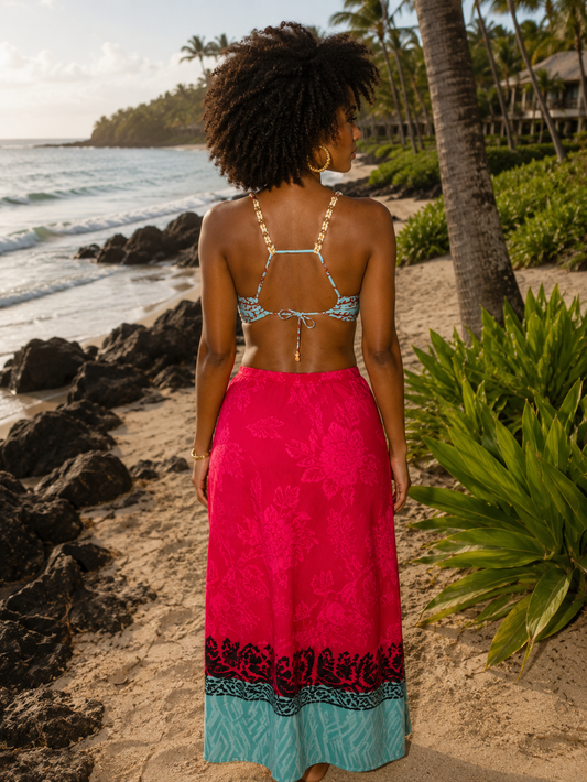 Tropez Maxi Dress Pink&Turq