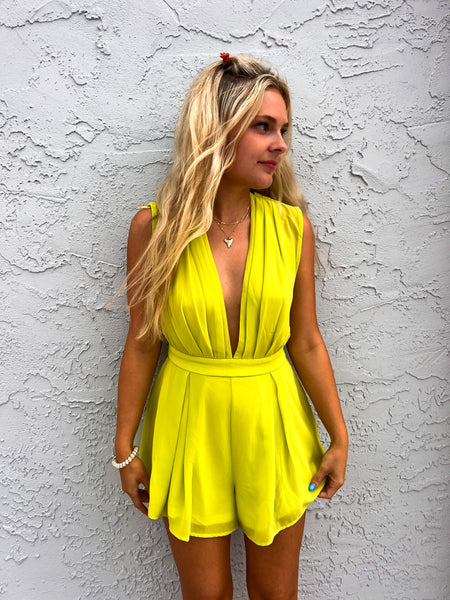 Neon Lime Plunging Romper