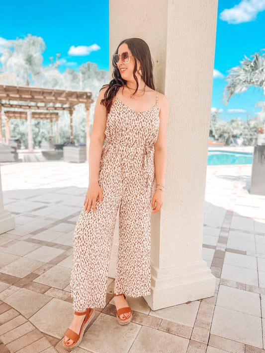 Ivory Animal Print Jumpsuit