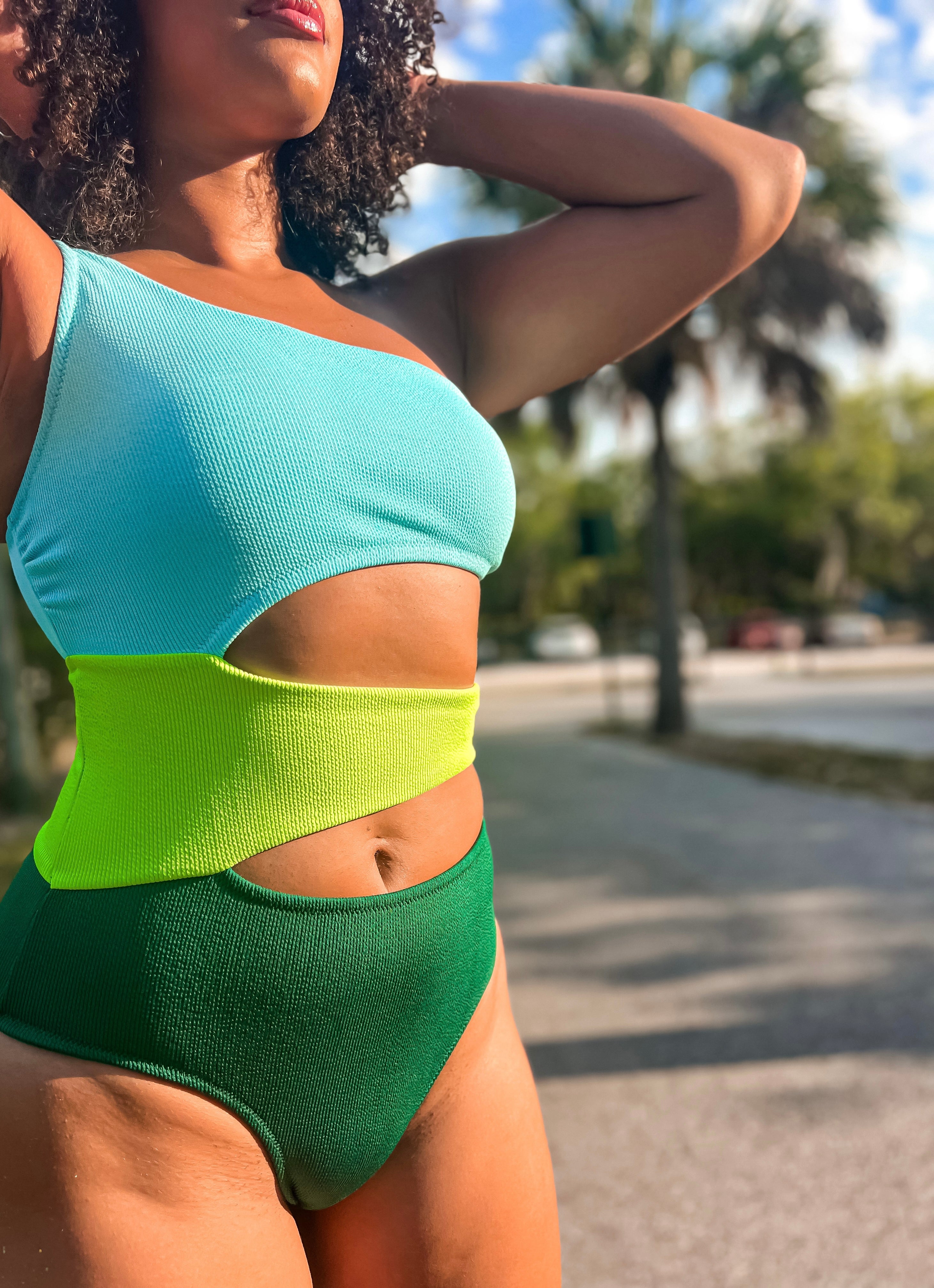 Bombshell Lime One Piece Swimsuit